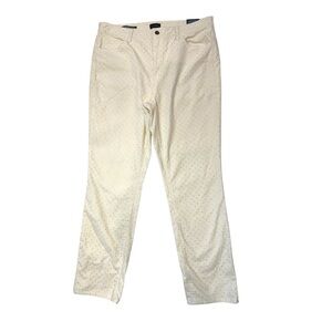 Talbots Pants Velveteen High Waist Straight Leg Shimmer Cream Gold Dot Size 14